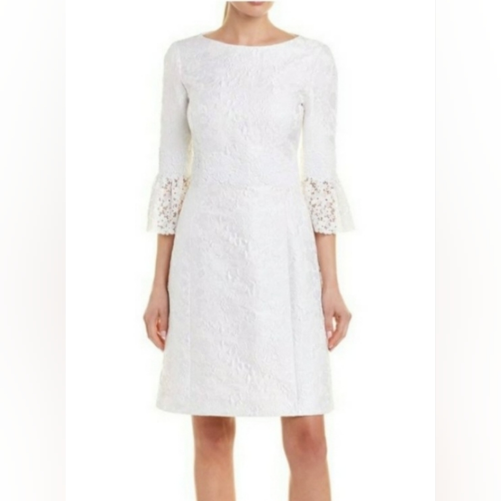 Michael Kors White Brocade Silk Lace Formal Dress